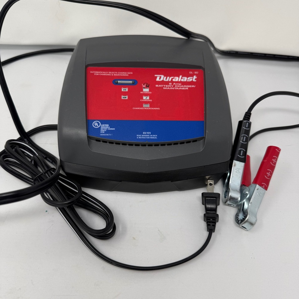 Duralast 8 Amp Battery Charger Maintainer 6V 12V DL-8D for STD AGM Batteries